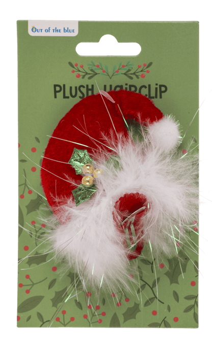 Plush hair clip, Santa's Hat,