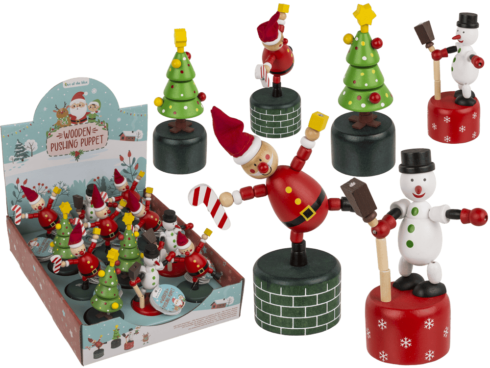 Wooden Pushing Puppet, Christmas,