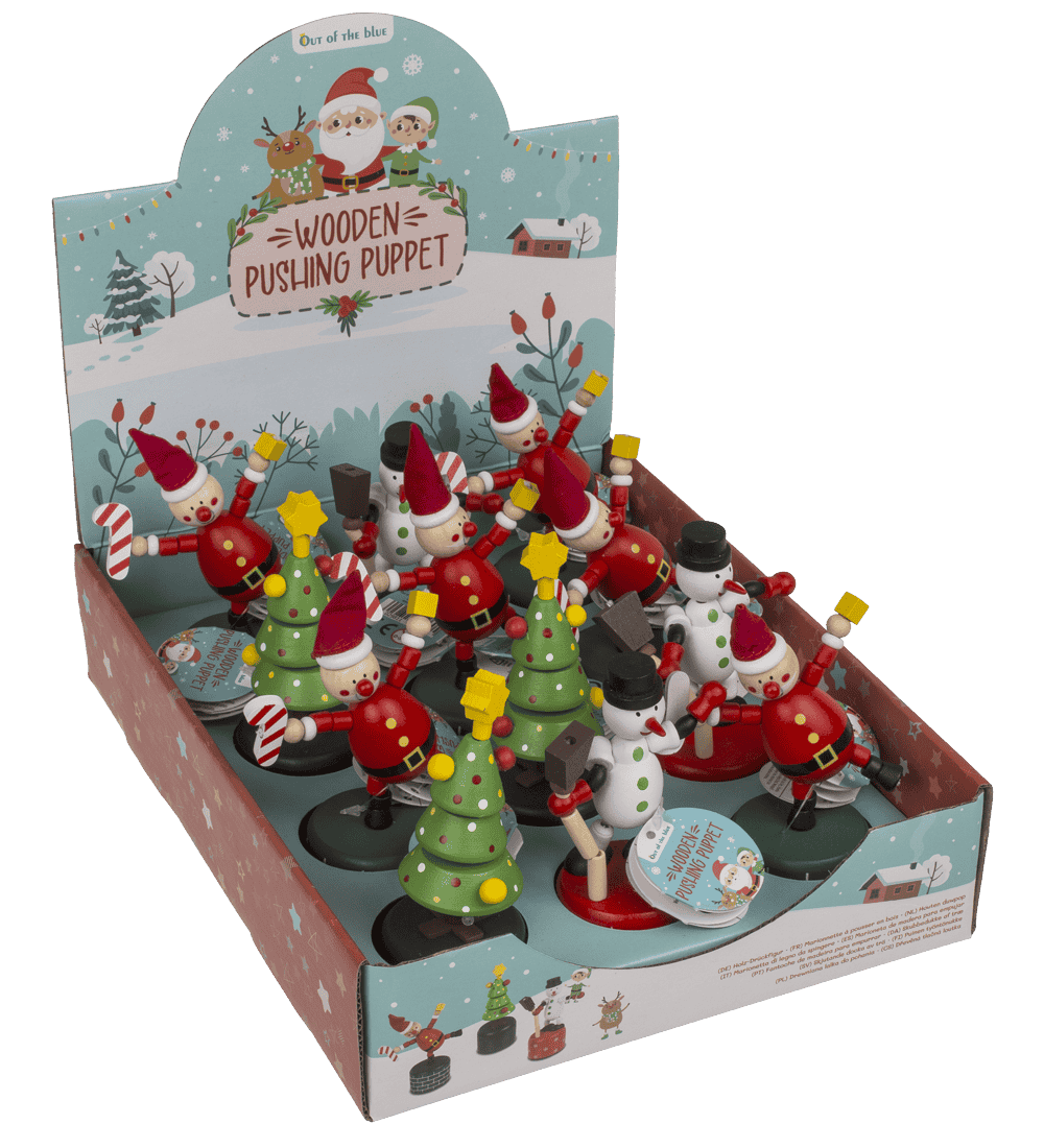 Wooden Pushing Puppet, Christmas,