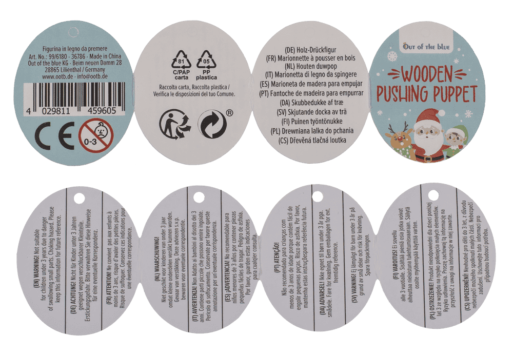 Wooden Pushing Puppet, Christmas,