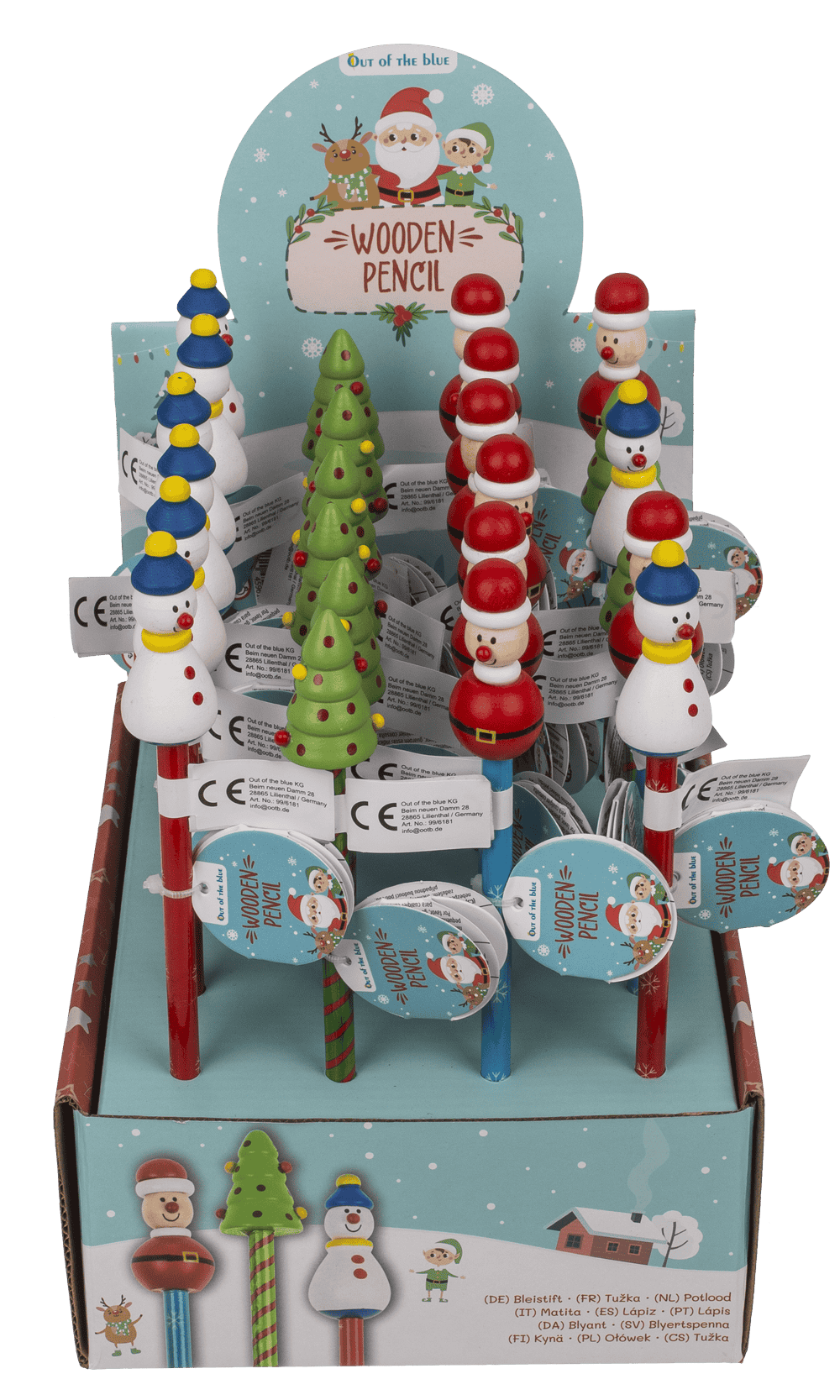 Wooden Pencil, Christmas, approx. 2,2 x 21 cm,