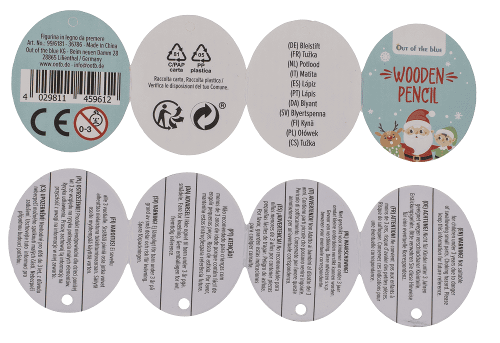 Wooden Pencil, Christmas, approx. 2,2 x 21 cm,