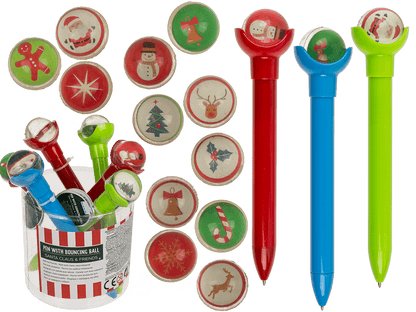 Plastic pen with bouncing ball, X-mas,
