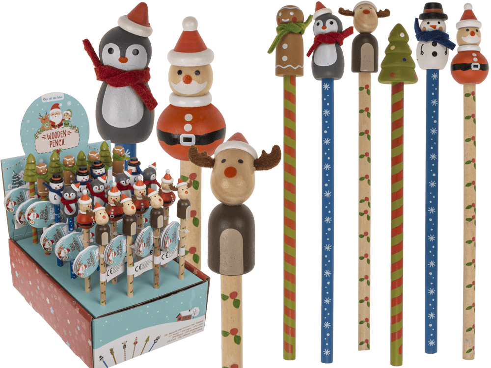 Wooden Pencil with figurine, Christmas,