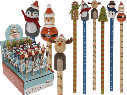 Wooden Pencil with figurine, Christmas,