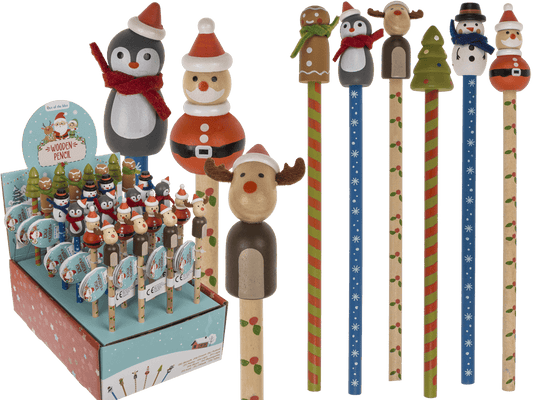 Wooden Pencil with figurine, Christmas,