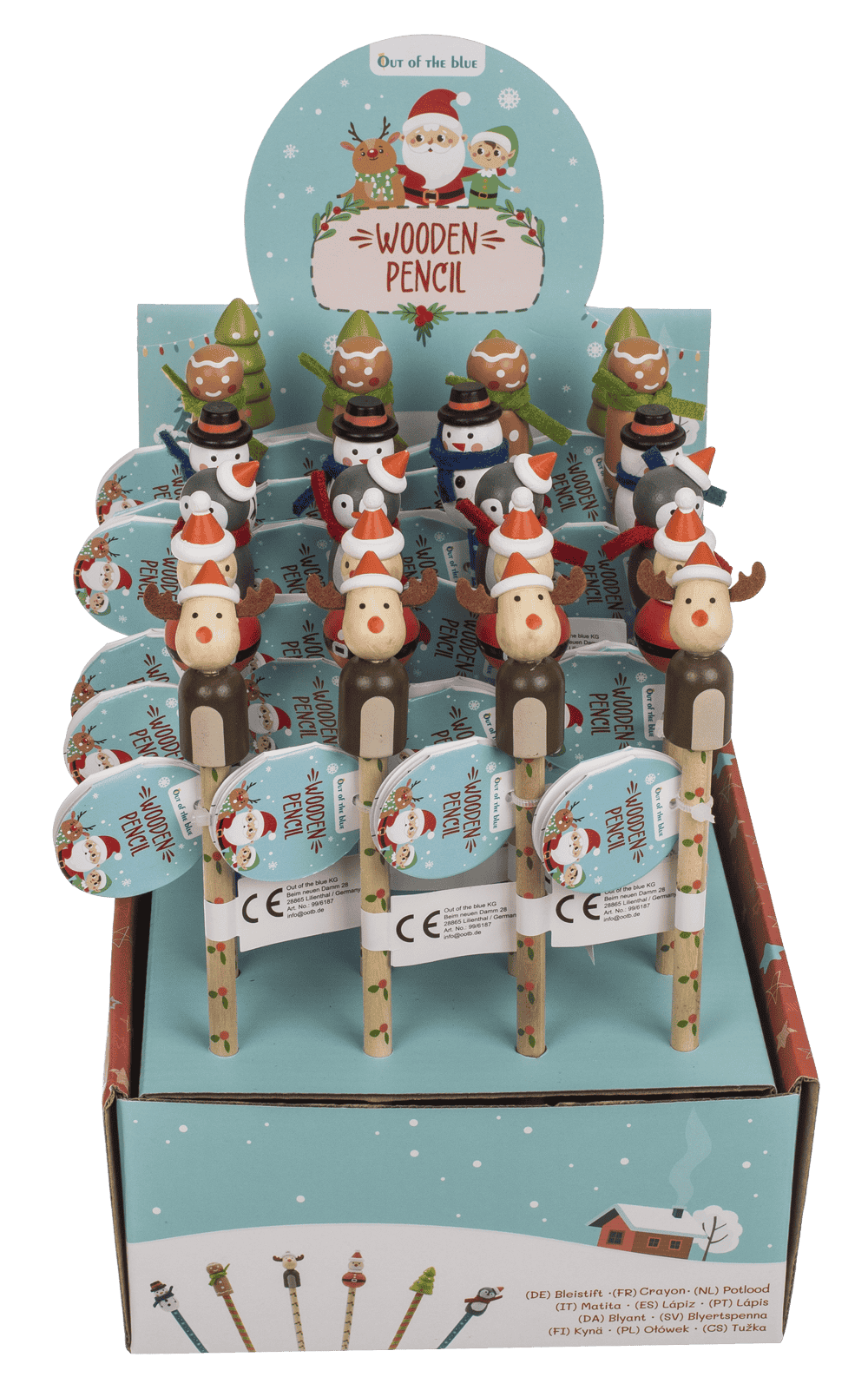 Wooden Pencil with figurine, Christmas,