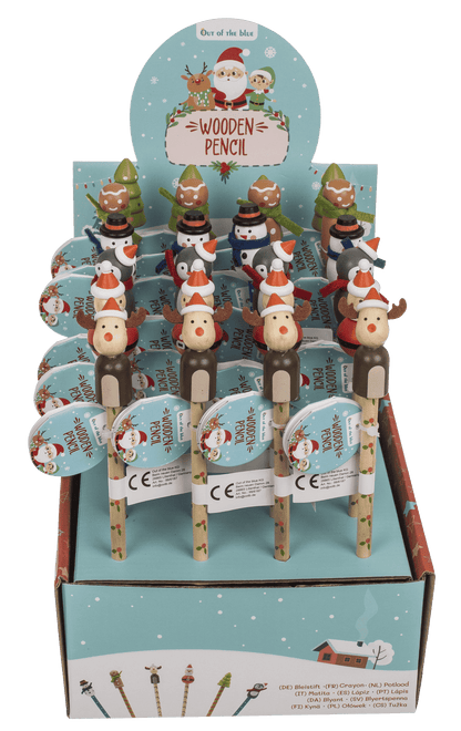 Wooden Pencil with figurine, Christmas,