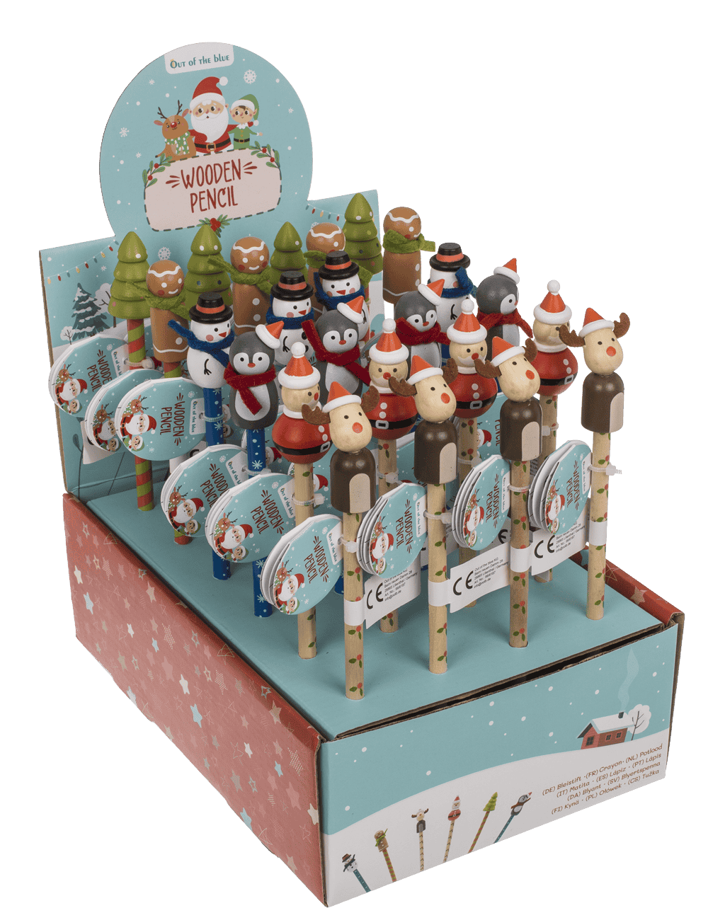 Wooden Pencil with figurine, Christmas,