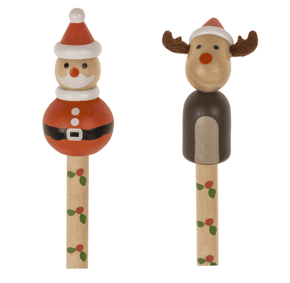 Wooden Pencil with figurine, Christmas,