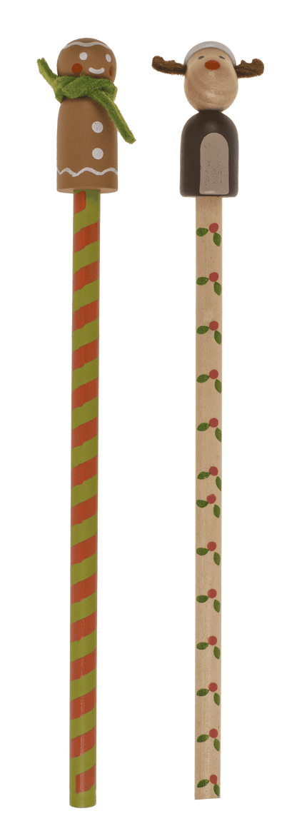Wooden Pencil with figurine, Christmas,