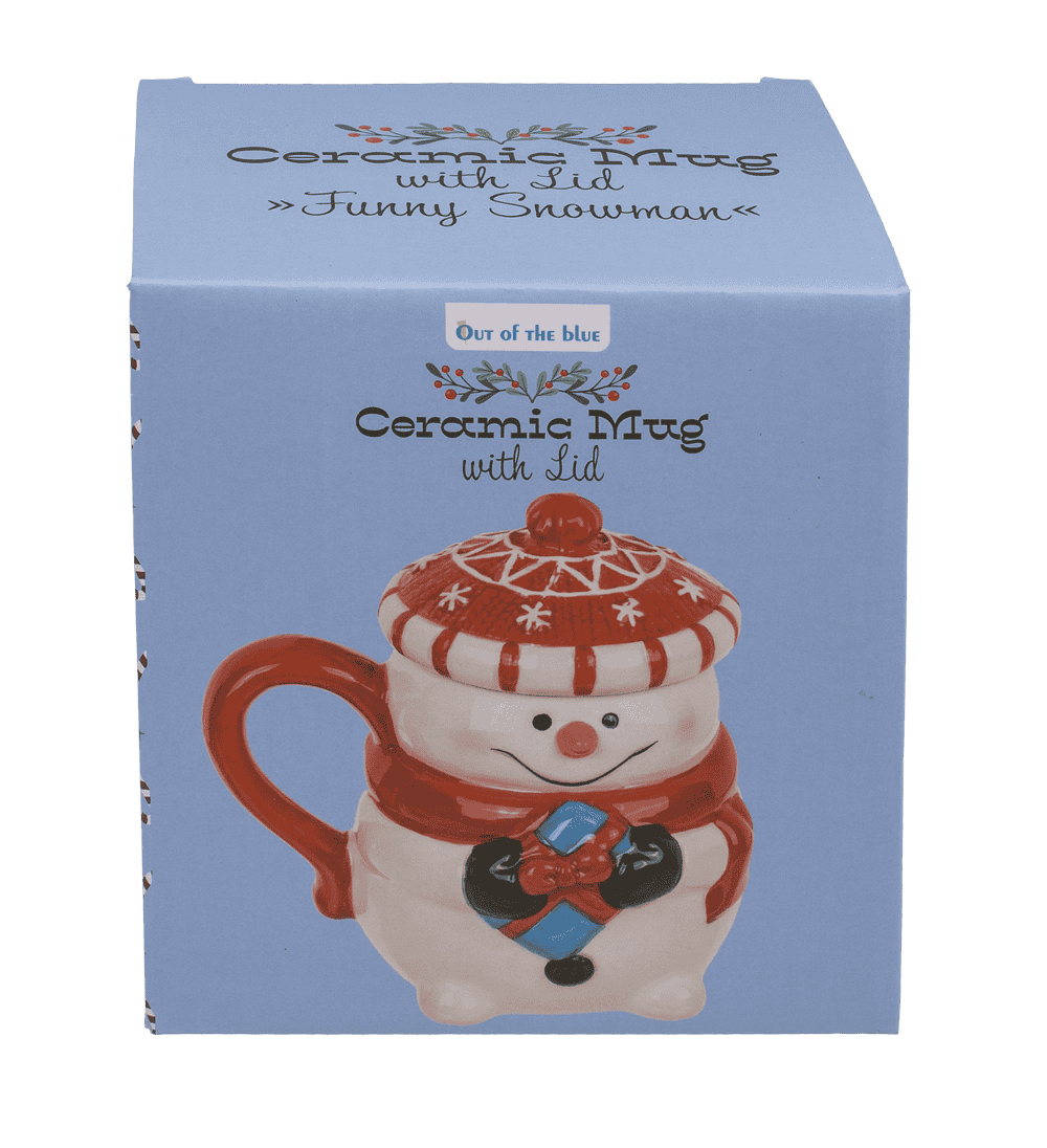 Dolomite mug, Funny Snow man, with lid,