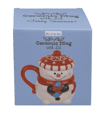 Dolomite mug, Funny Snow man, with lid,