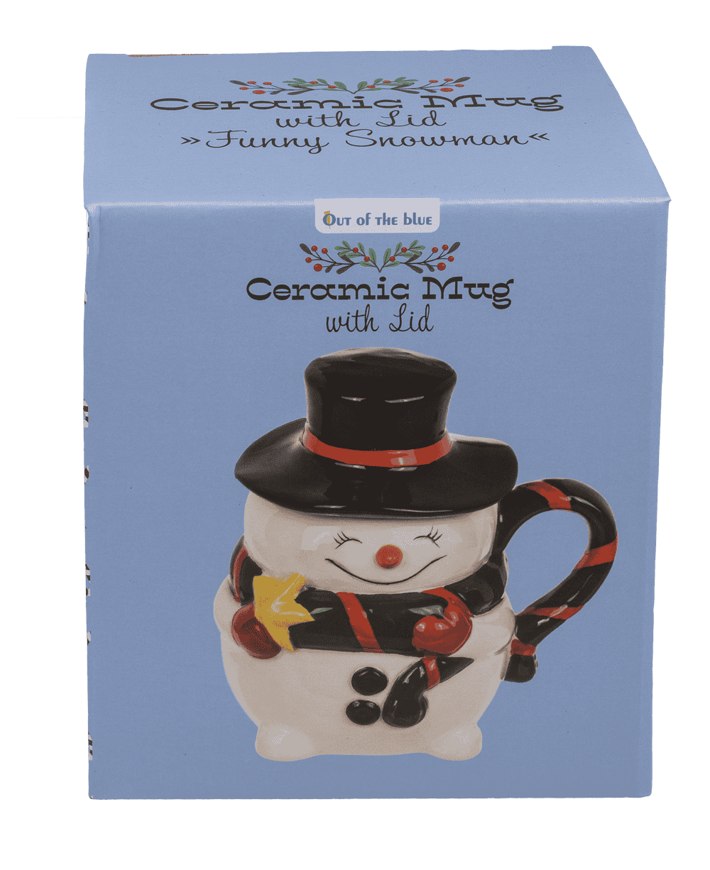 Dolomite mug, Funny Snow man, with lid,
