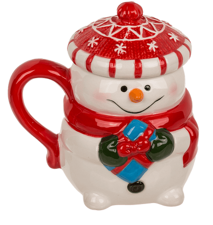 Dolomite mug, Funny Snow man, with lid,