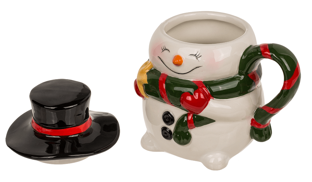 Dolomite mug, Funny Snow man, with lid,