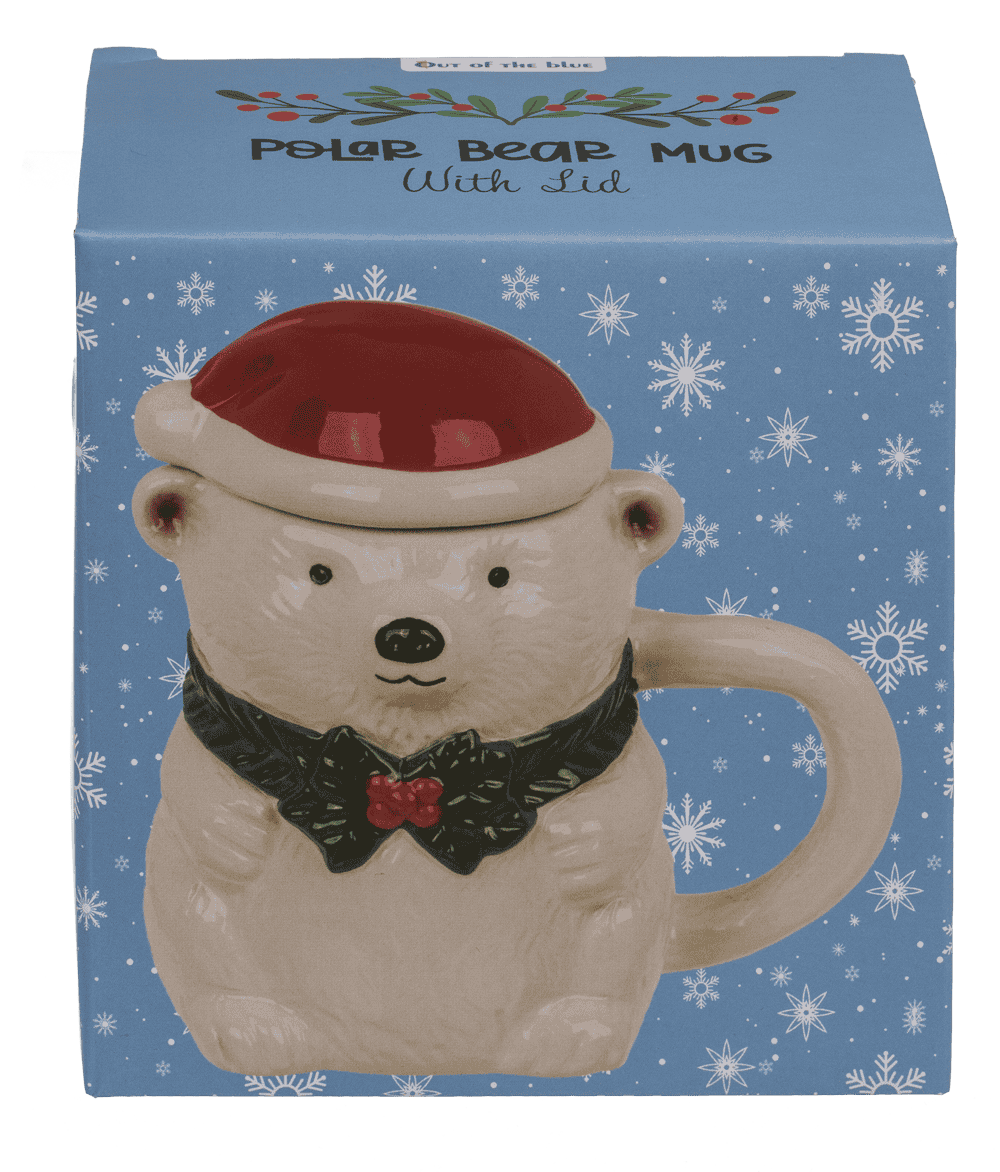 Mug, polar bear, with lid, 12 x 8 cm, 380 ml,