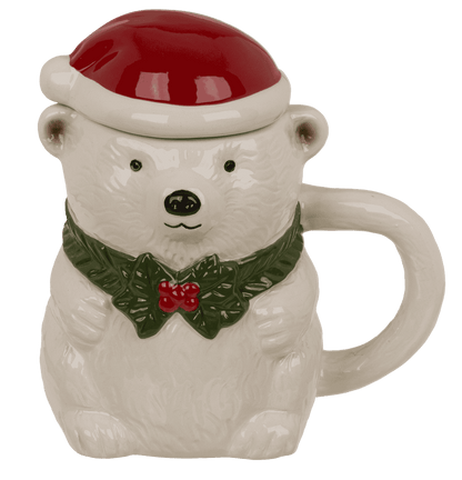 Mug, polar bear, with lid, 12 x 8 cm, 380 ml,