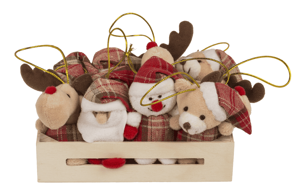 Xmas Plush with hanging string, 8 cm,
