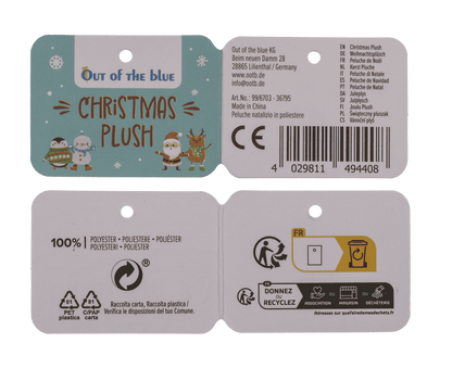 XMAS-Plush, Cute Animals, 15 cm,