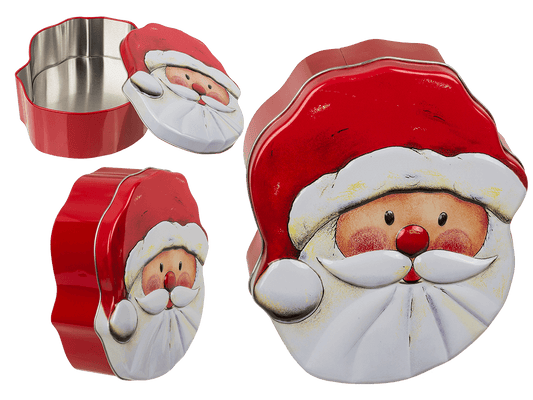 Metal biscuit tin, Santa Claus, 15 x 18 x 6,5 cm