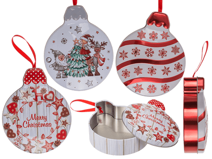 Metal gift box, Christmas bauble,