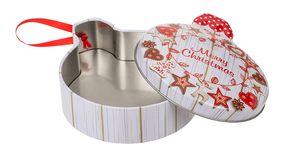 Metal gift box, Christmas bauble,