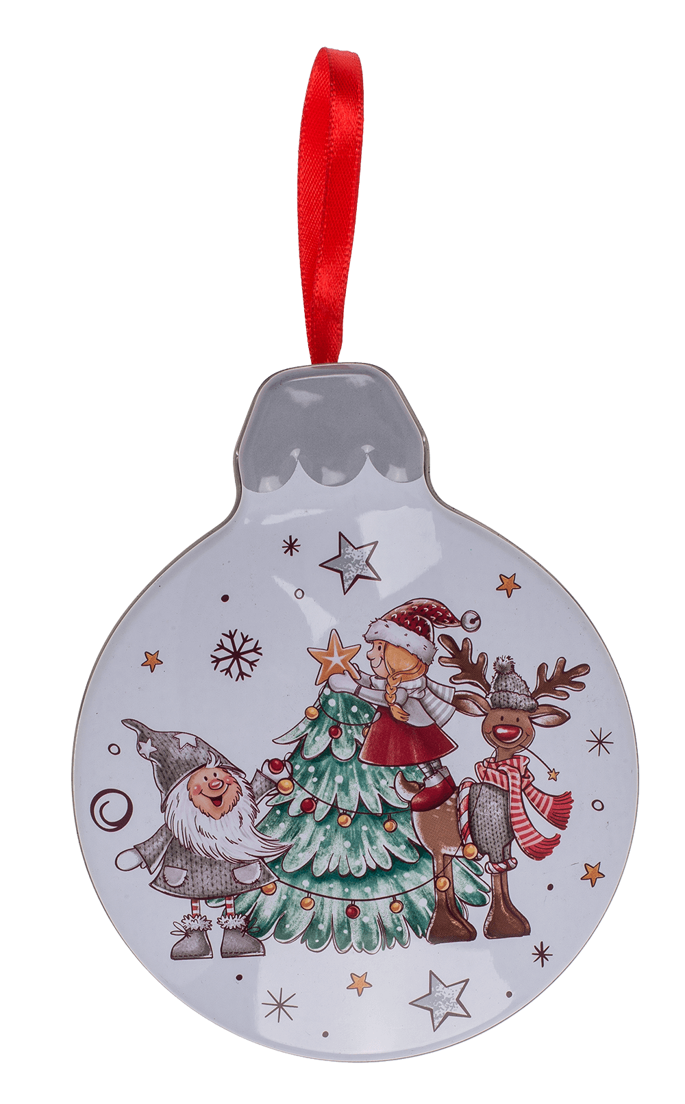 Metal gift box, Christmas bauble,