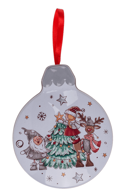 Metal gift box, Christmas bauble,