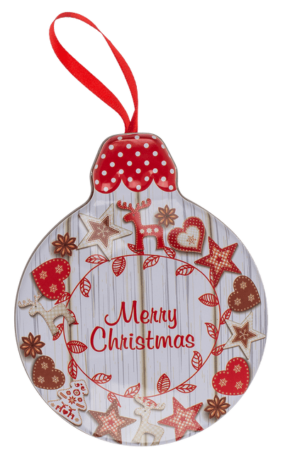 Metal gift box, Christmas bauble,