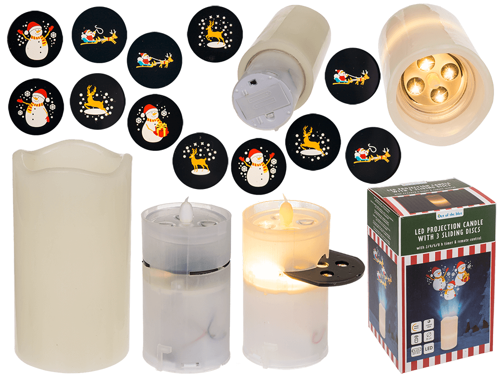 LED candle projector, Christmas, 8 x 15 cm,