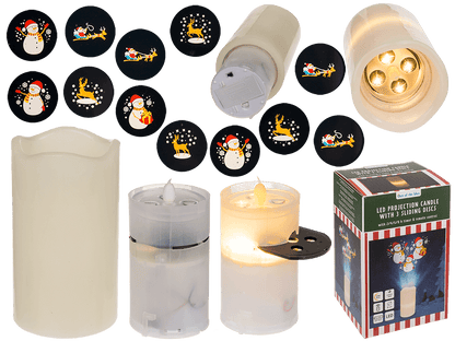 LED candle projector, Christmas, 8 x 15 cm,