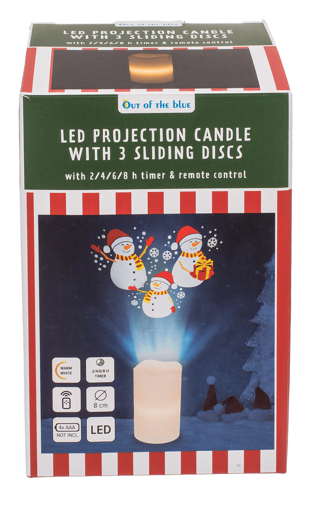 LED candle projector, Christmas, 8 x 15 cm,