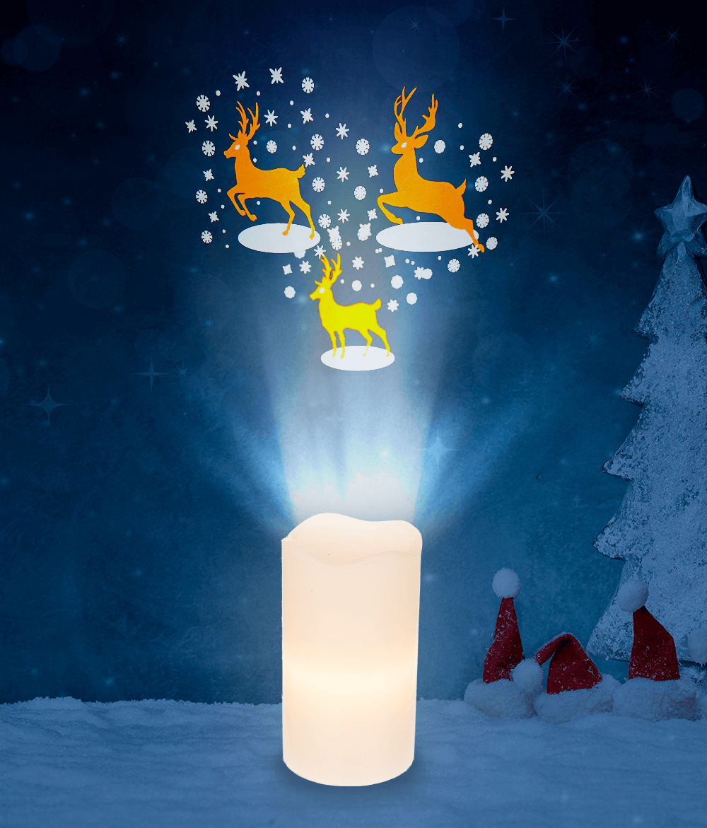 LED candle projector, Christmas, 8 x 15 cm,