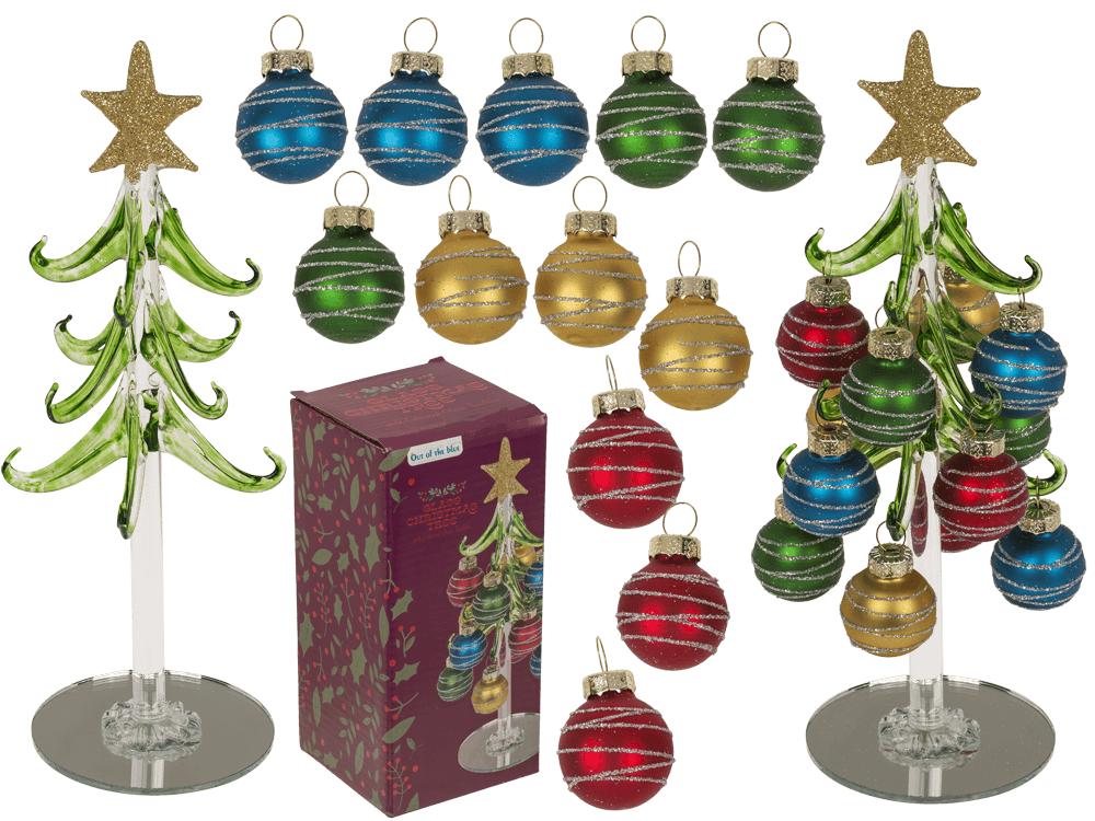 Decorative glass Christmas tree with coloured