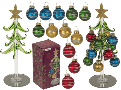 Decorative glass Christmas tree with coloured