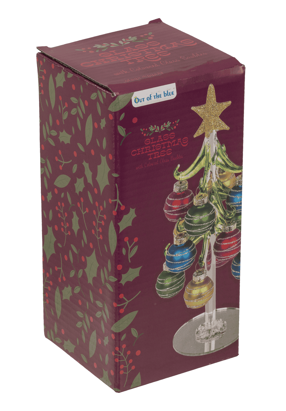 Decorative glass Christmas tree with coloured