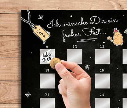 Scratch advent calendar, ca, 52 x 30 cm,