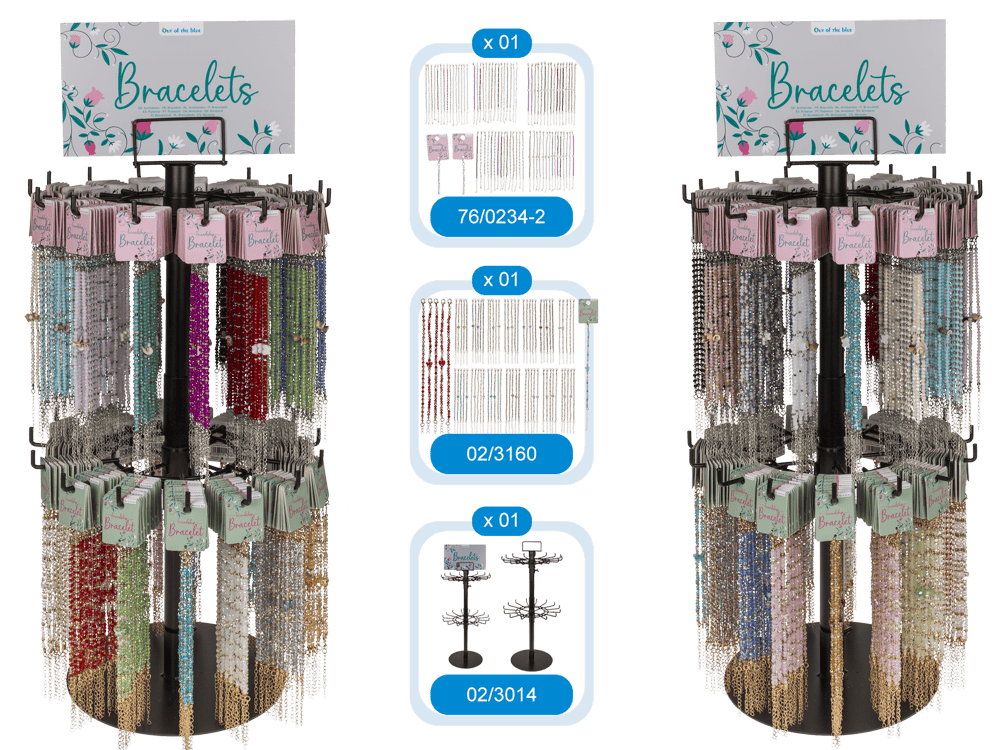Item set, Metal bracelets with glass beads,