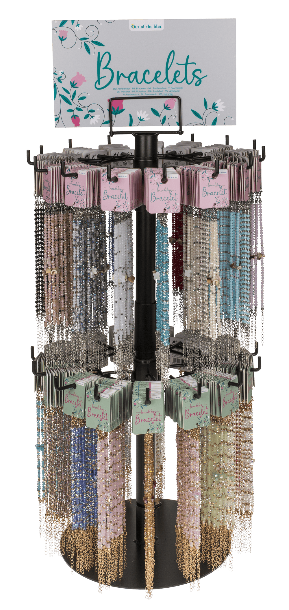 Item set, Metal bracelets with glass beads,