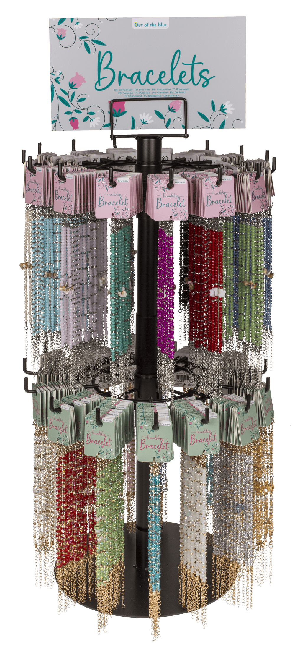 Item set, Metal bracelets with glass beads,
