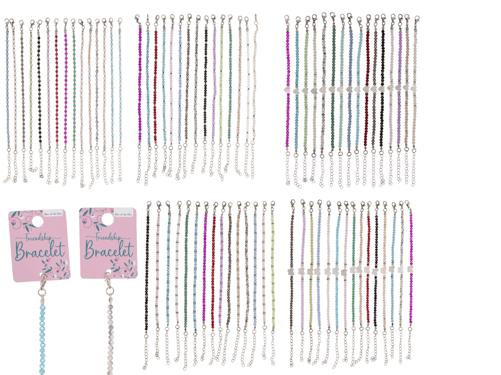 Item set, Metal bracelets with glass beads,