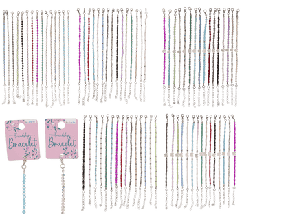 Item set, Metal bracelets with glass beads,