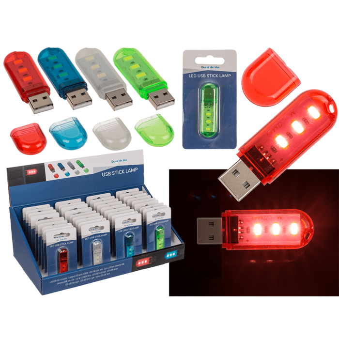 3 LED USB Leuchte, 6 cm, 4-farbig sortiert,