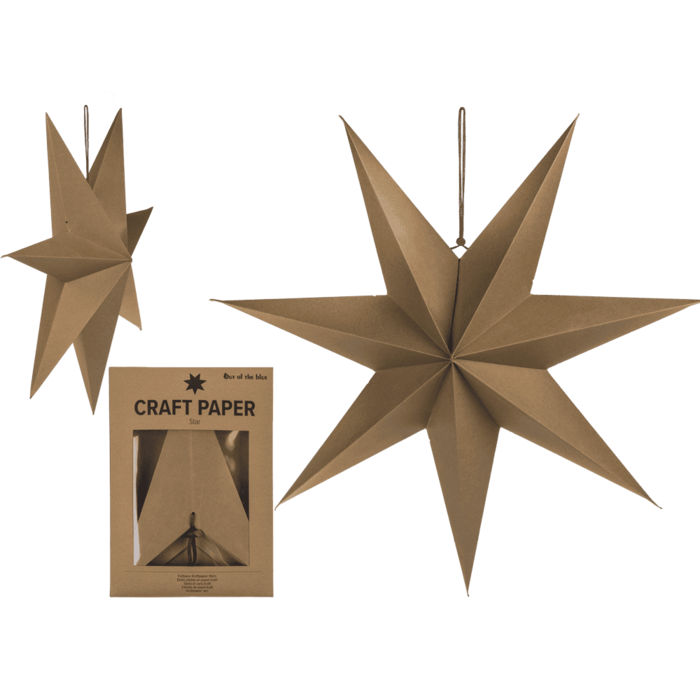 Étoile pliable en papier kraft, D: env. 60 cm,