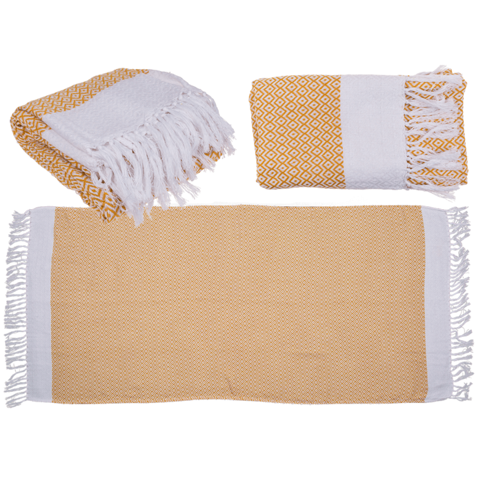 Asciugamano Fouta Hamam Premium giallo/bianco