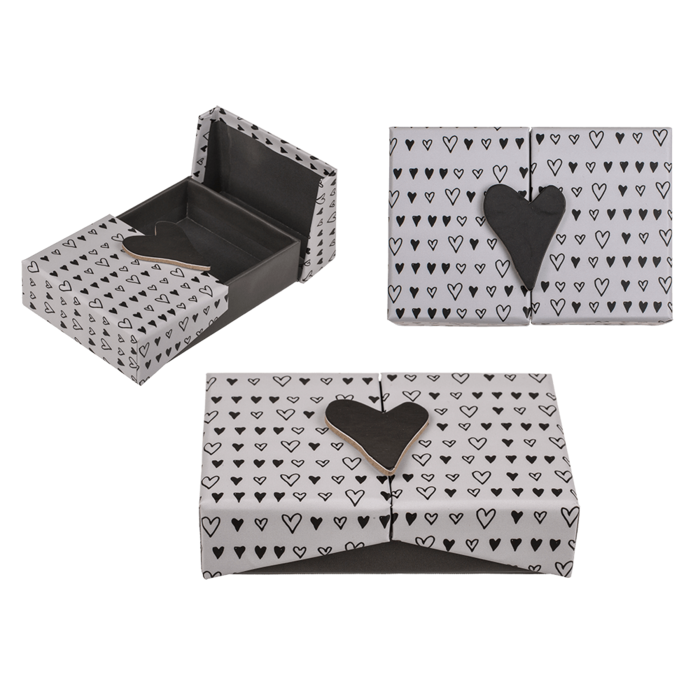 Black/white coloured surprise box, Heart,