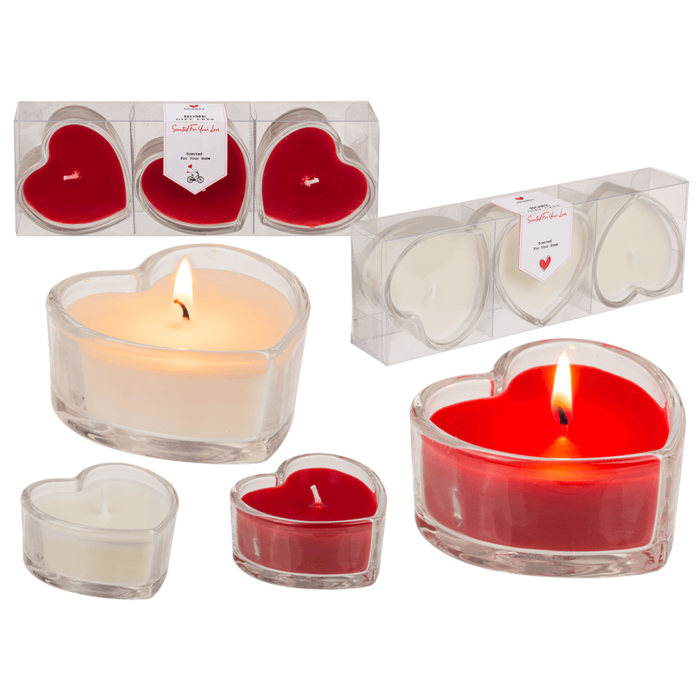 Candle in heart shaped glass,