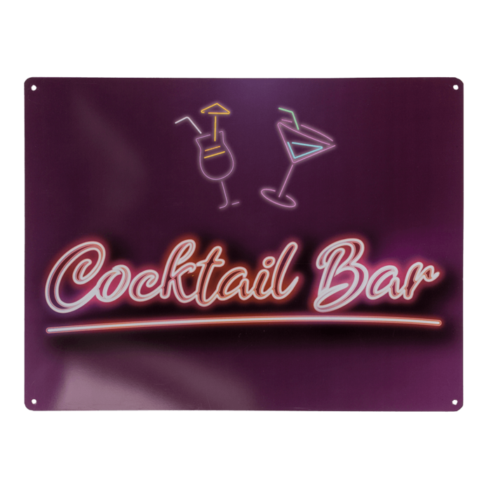 Cartel metálico, Cocktail Bar, aprox. 30 x 40 cm