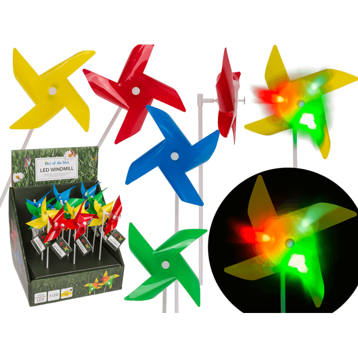 Coloured windmill with 3 LED, colour changing,